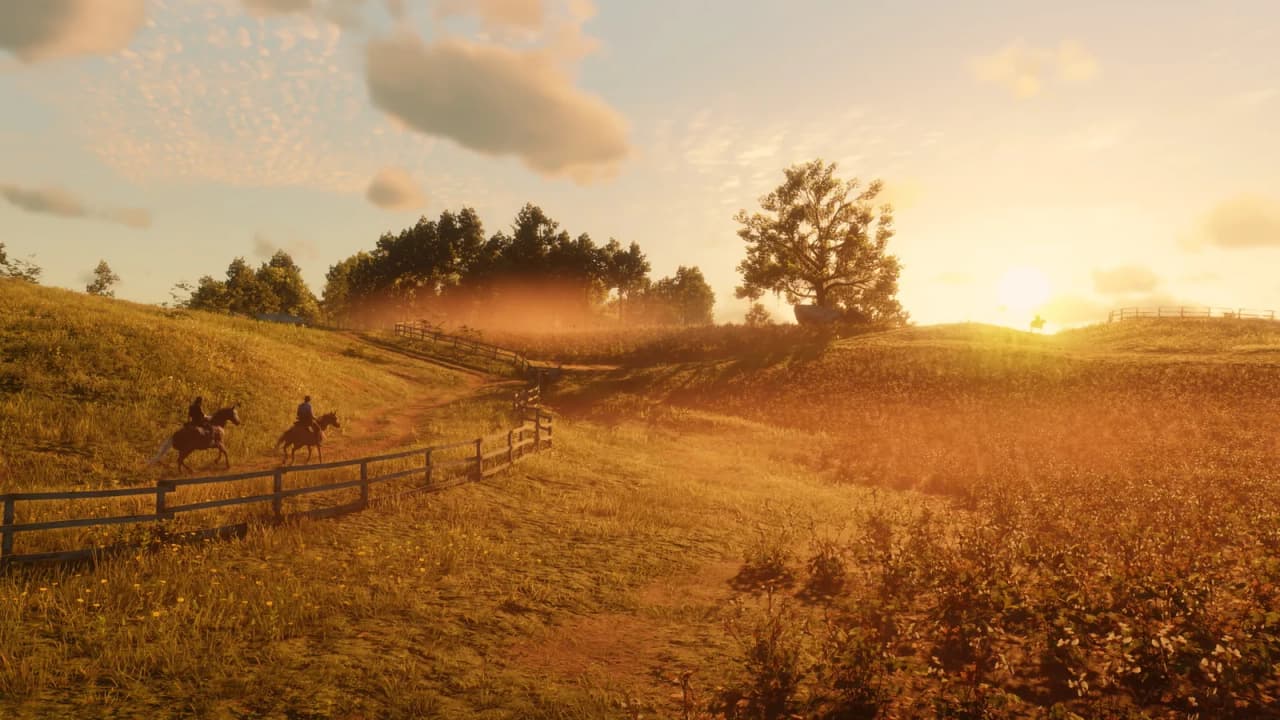Phong cảnh hoàng hôn chi tiết trong Red Dead Redemption 2