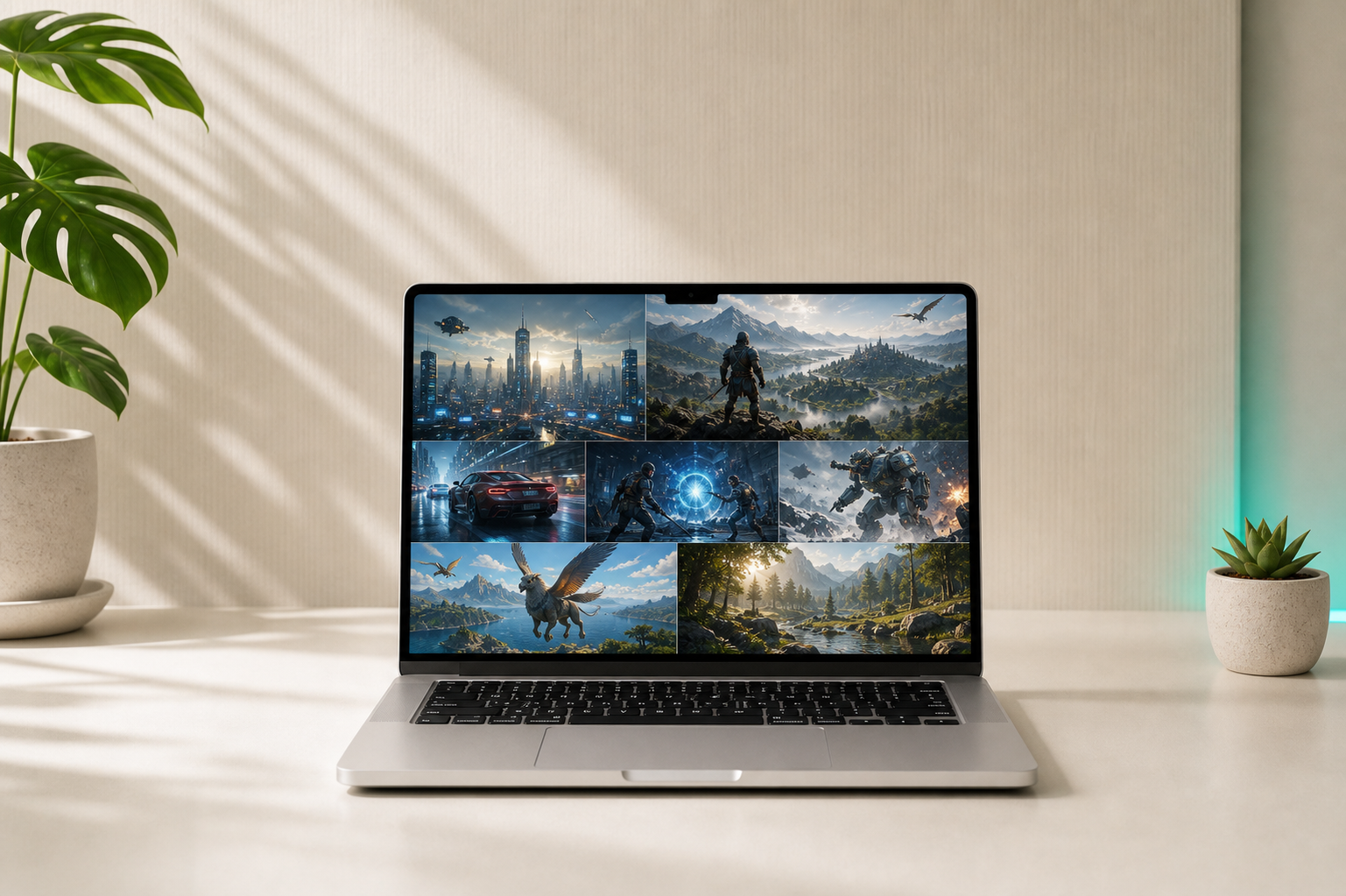 MacBook running a high-performance cloud gaming session with RTX-style visuals